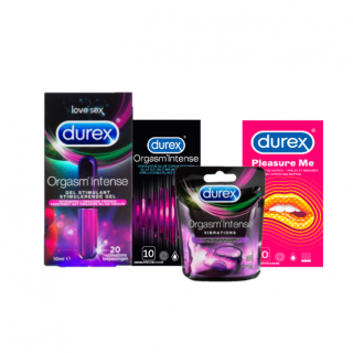 Durex Stimulerend Pakket (Orgasm intense Condoom + Gel -Pleasure me Condooms- Vibrations )