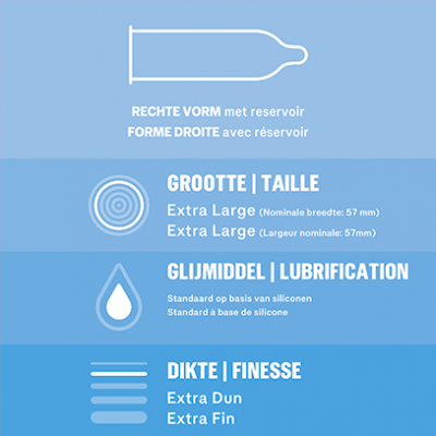 Durex Nude XL Condooms huid-op-huid Gevoel Extra Dun 57mm (latex) (40st. + 10st GRATIS)