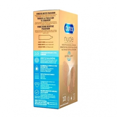 Durex Nude Condooms Extra Lube huid-op-huid gevoel (latex) (10 stuks)