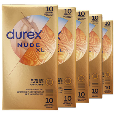 Durex Nude XL Condooms huid-op-huid Gevoel Extra Dun 60mm (latex) (40st. + 10st GRATIS)