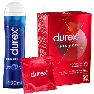 Durex voordeelbundel &mdash; Thin Feel 20st + Play Sensitive 100ml