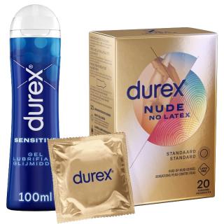 Durex voordeelbundel &mdash; Nude No Latex 20st + Play Sensitive 100ml